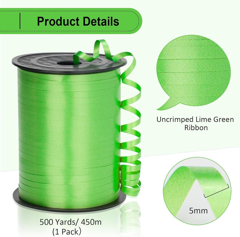 OMISELIO Lime Green Curling Ribbon - 500 Yard Apple Green, Perfect for Gift Wrapping, Balloons, Holidays - Image 5